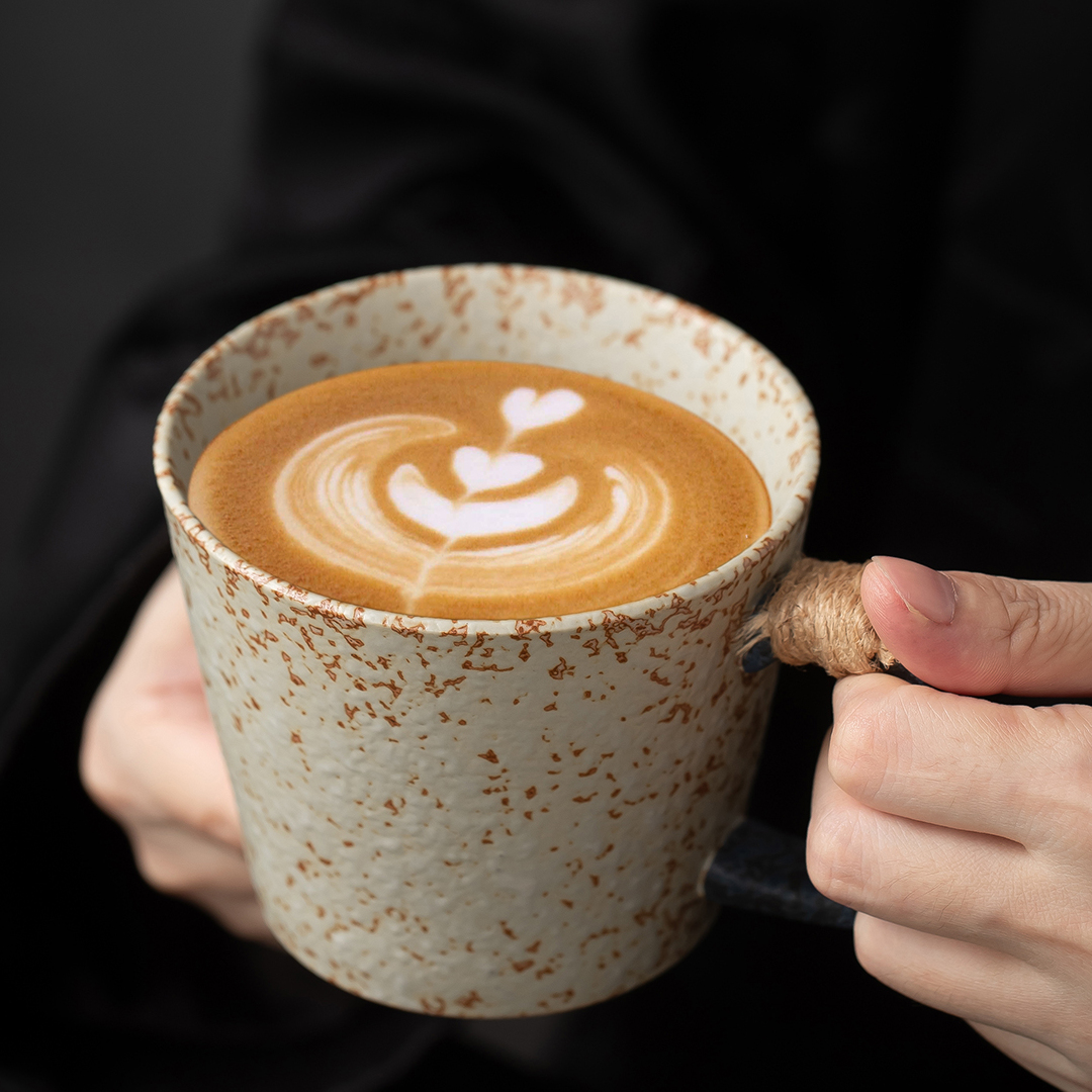 复古粗陶咖啡杯陶瓷马克杯