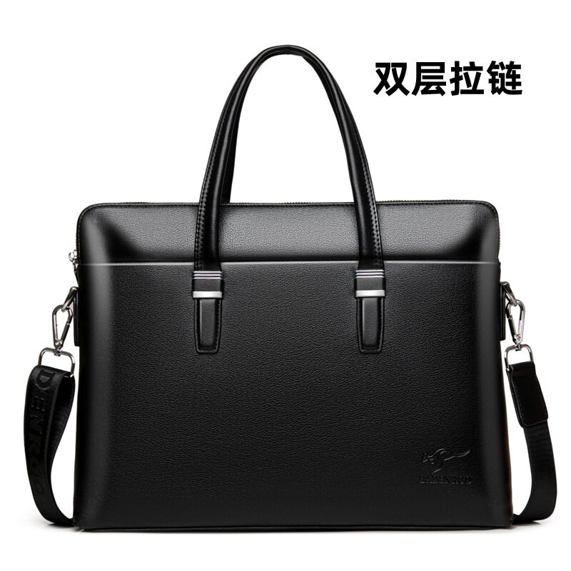 仅亏一天新款 双层拉链男士公文包大容量电脑包手提包商务斜挎包
