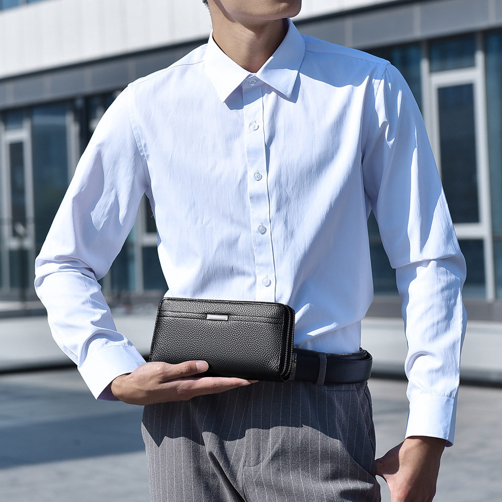 仅亏一天新款 麦克袋鼠手包真皮男士手拿包百搭双拉夹包时尚休闲