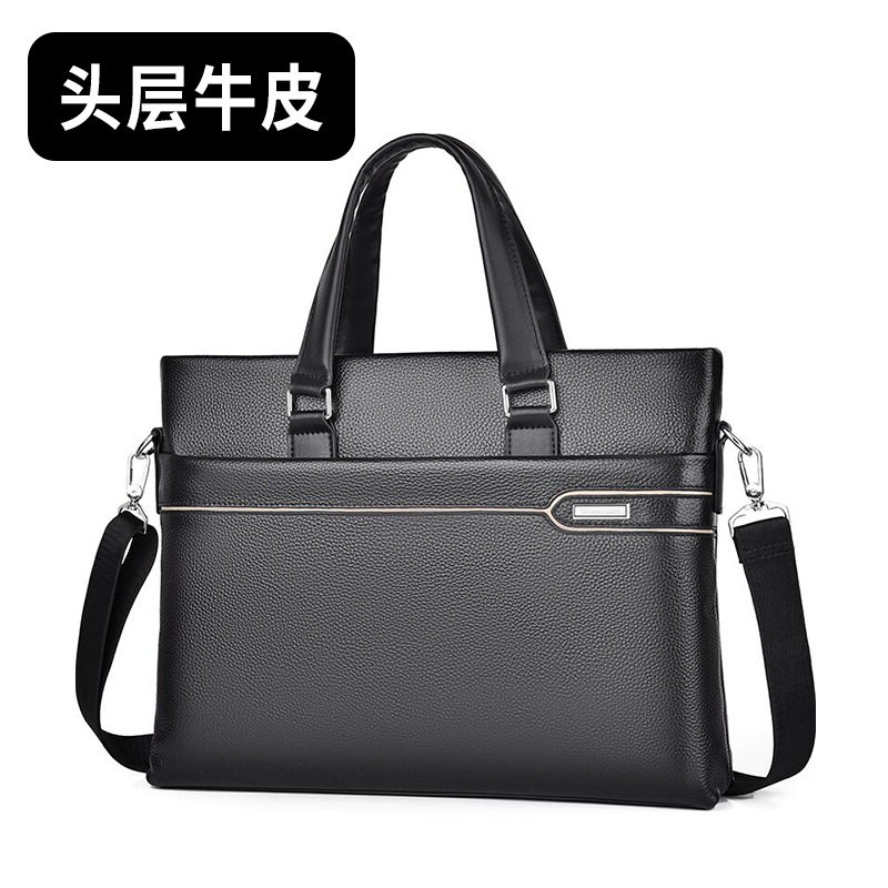 仅亏一天新款 手提包头层牛皮公文包大容量真皮文件包男士斜挎包
