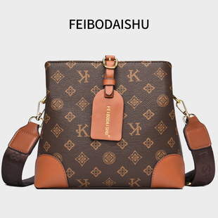 仅亏一天新款 单肩斜挎印花水桶包复古大容量一件斐博袋鼠2025时