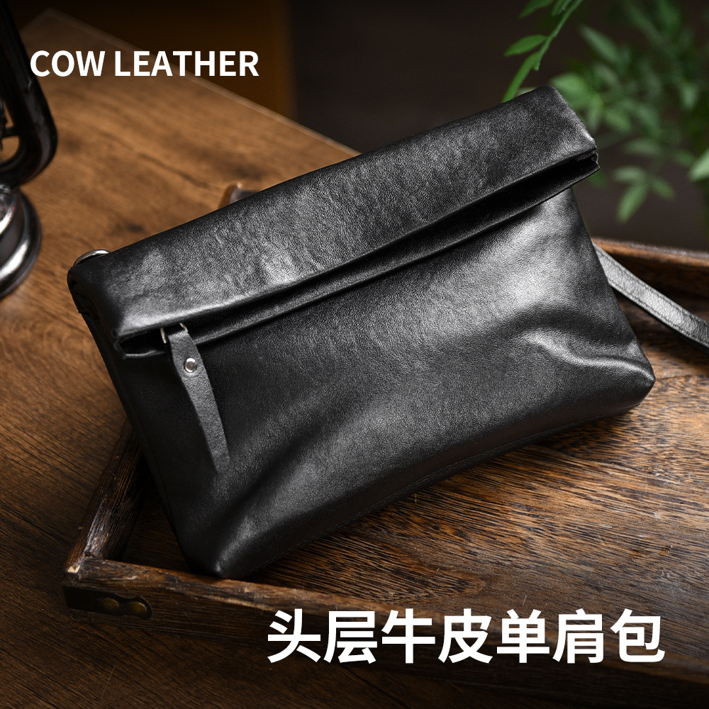 仅亏一天头层牛皮简约通勤斜挎手机包男真皮迷你小包包高级感牛皮