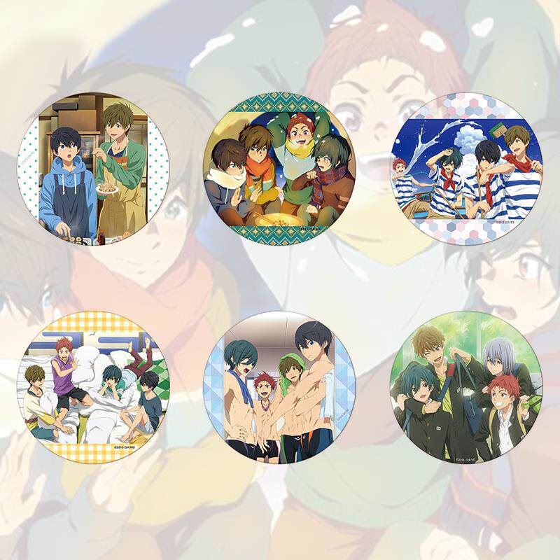 Free!男子游泳部周边徽章吧唧七濑遥橘真琴松冈凛叶月渚胸章