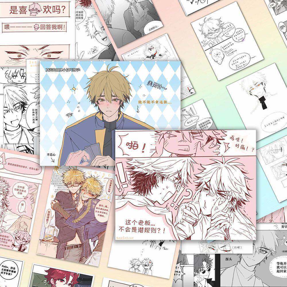 96张v斐漫画贴纸时光人vein夏斐高颜值手绘情节壁纸手账本diy