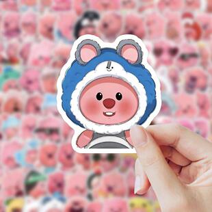 120张爆款loopy贴纸可爱海狸露比创意装饰手账手机防水不干 干胶