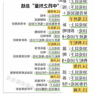 30张中药之剂量总结汇总小卡中药材不同用量作用知识科普笔记卡片