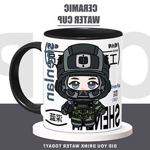 三角洲行动周边水杯Q版深蓝二次元动漫陶瓷咖啡马克杯子生日礼物