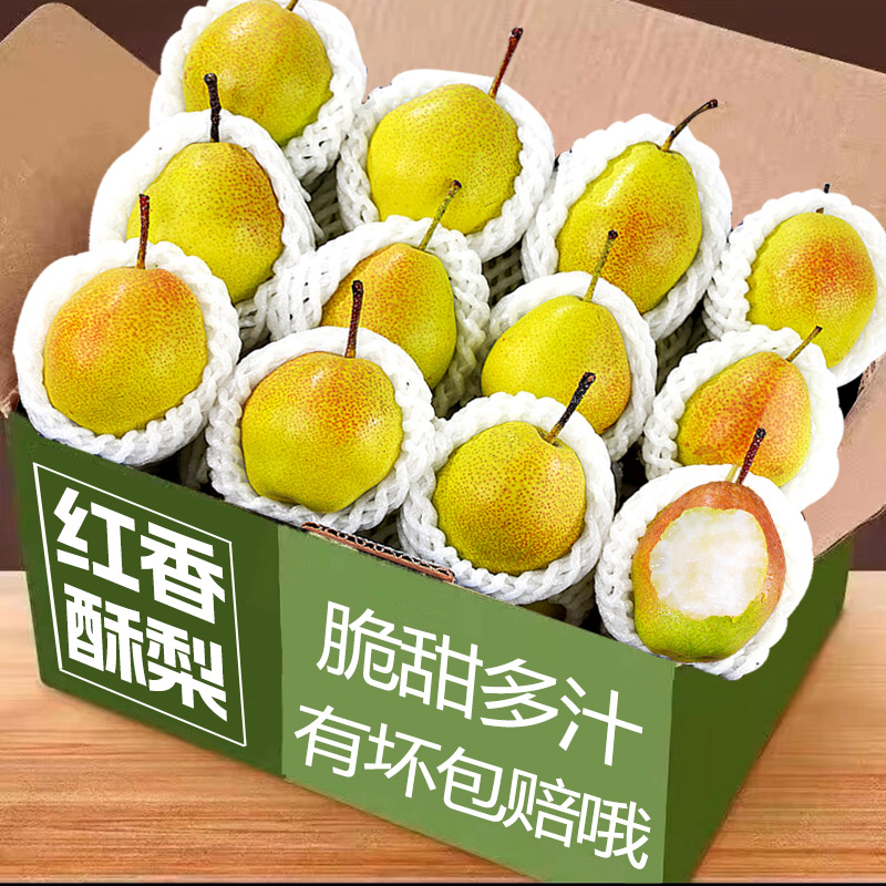 正宗新鲜红香酥梨当季水果现摘红皮梨香脆甜薄皮梨早酥梨蜜梨包邮