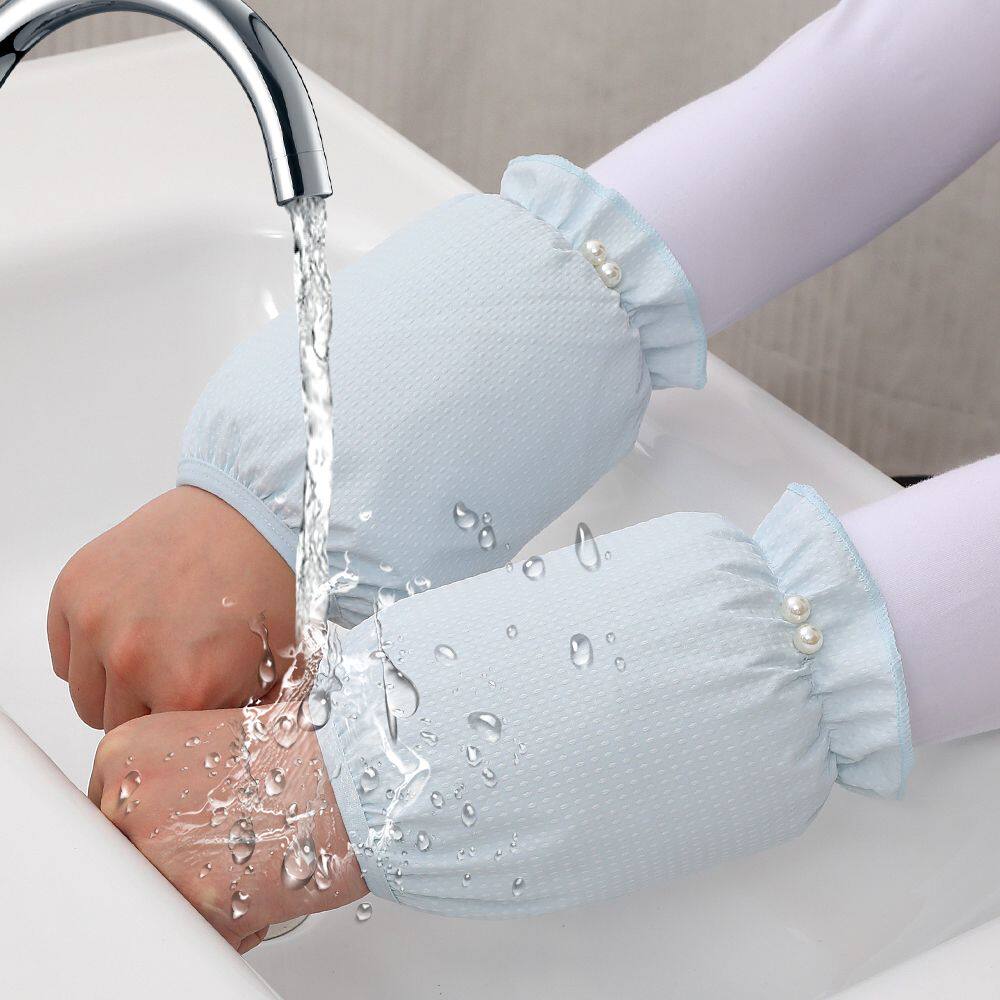 防水袖套女秋冬防脏护袖珍珠装饰荷叶边办公室工作套袖围裙套装,家庭/个人清洁工具,围裙套装,淘宝优惠券,粉丝福利购,淘宝优惠卷