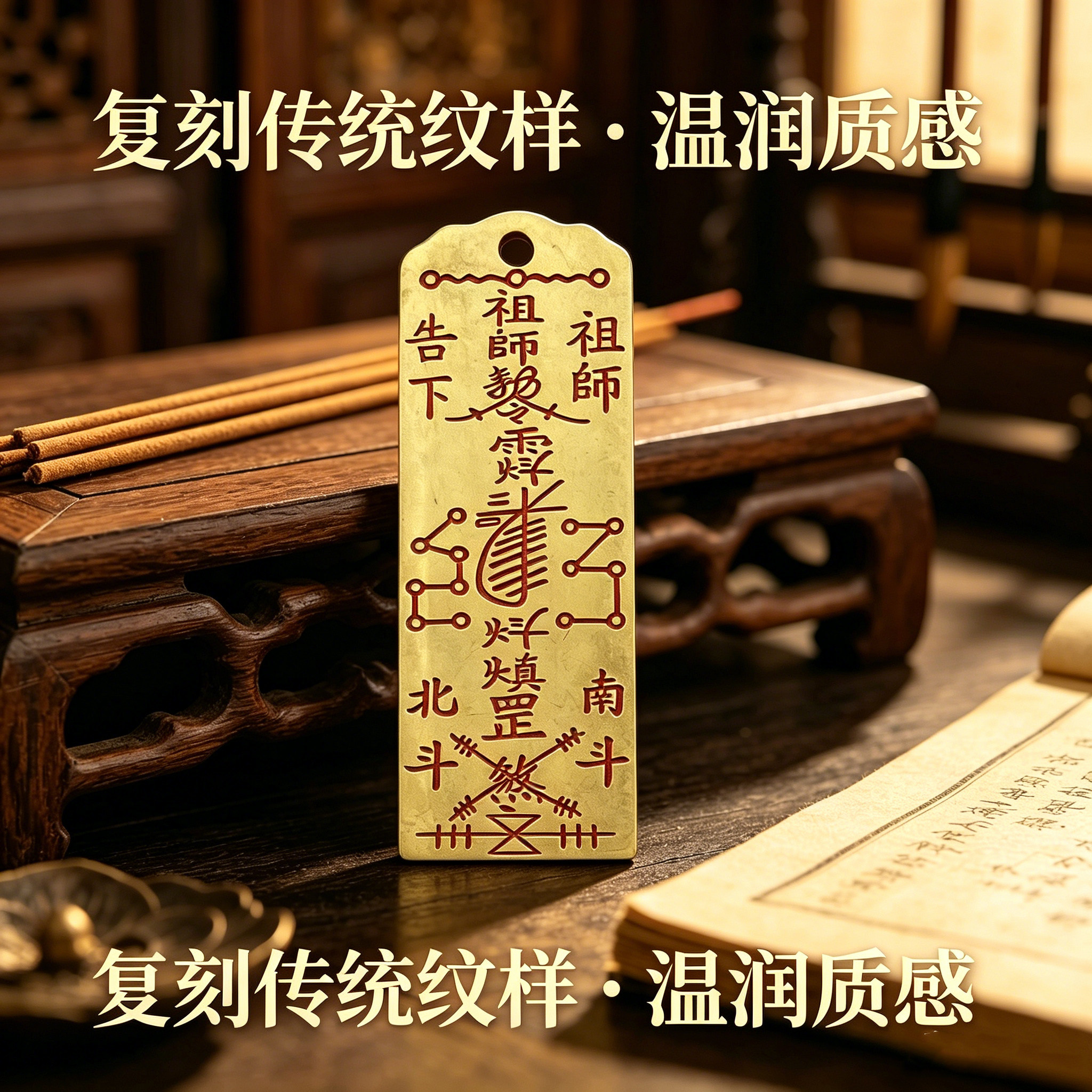 仿黄铜玄学纹样钥匙扣包挂件刻字