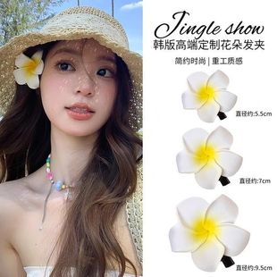 鸡蛋花发夹头饰2025新款发卡花朵耳边抓夹海边发饰边夹女侧边夹子