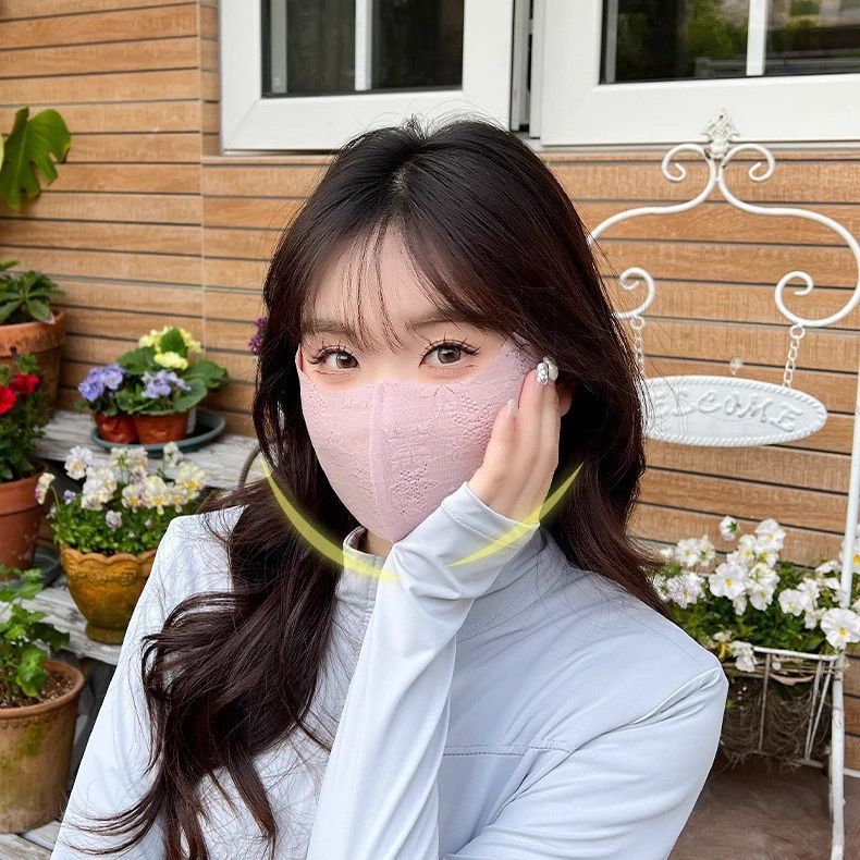 蕾丝防晒面罩口罩高颜值透气