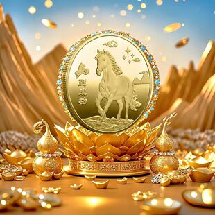 马到成功财源滚滚纪念章生肖马单枚金币小礼品金属工艺品生肖挂饰