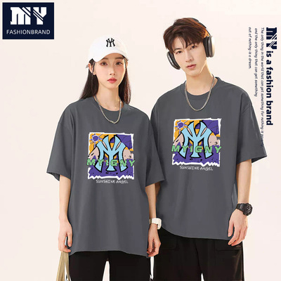 MY清仓！小众卡通印花休闲简约日常百搭上衣纯棉情侣套头T恤衫WF