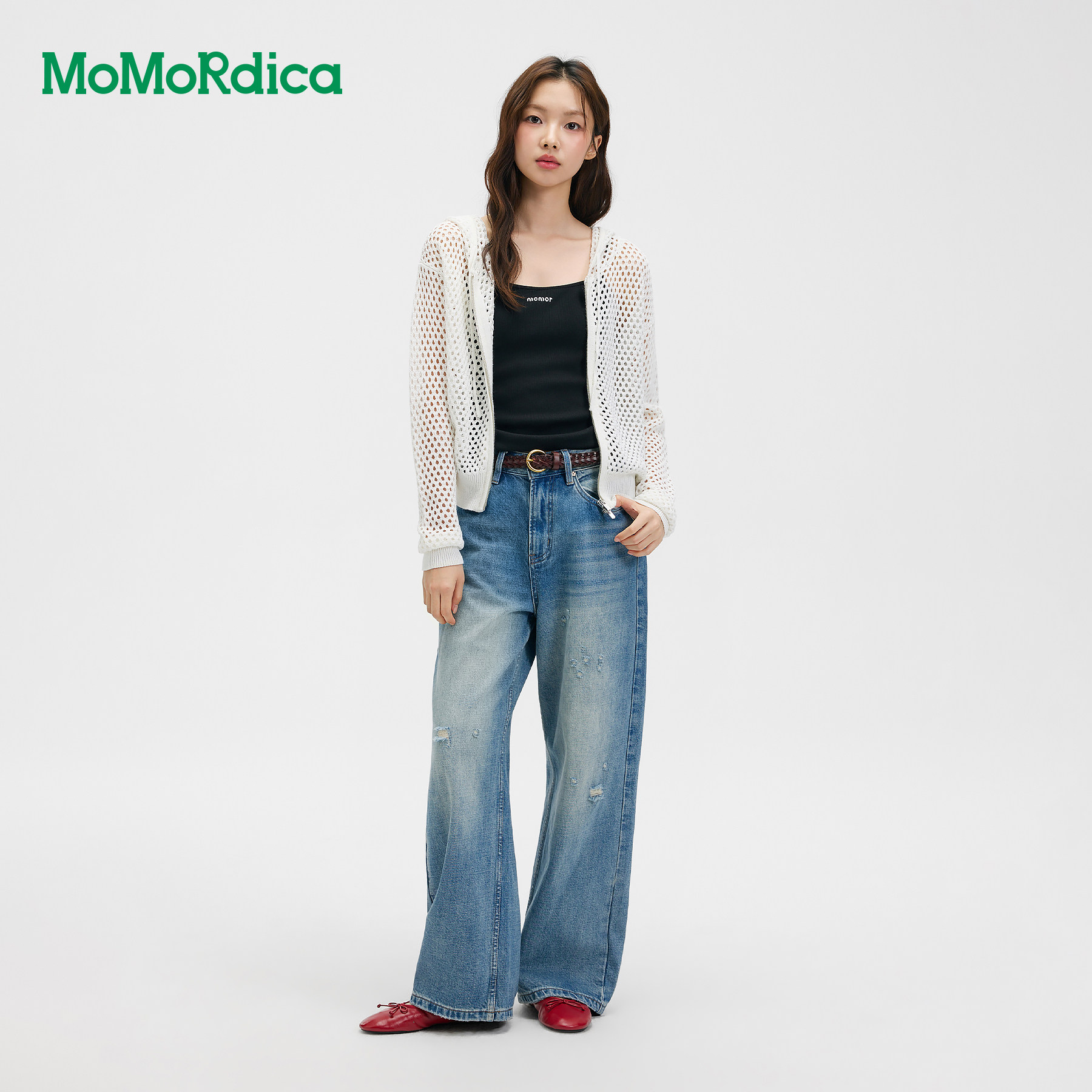 Momordica开衫/吊带背心/破洞牛仔裤