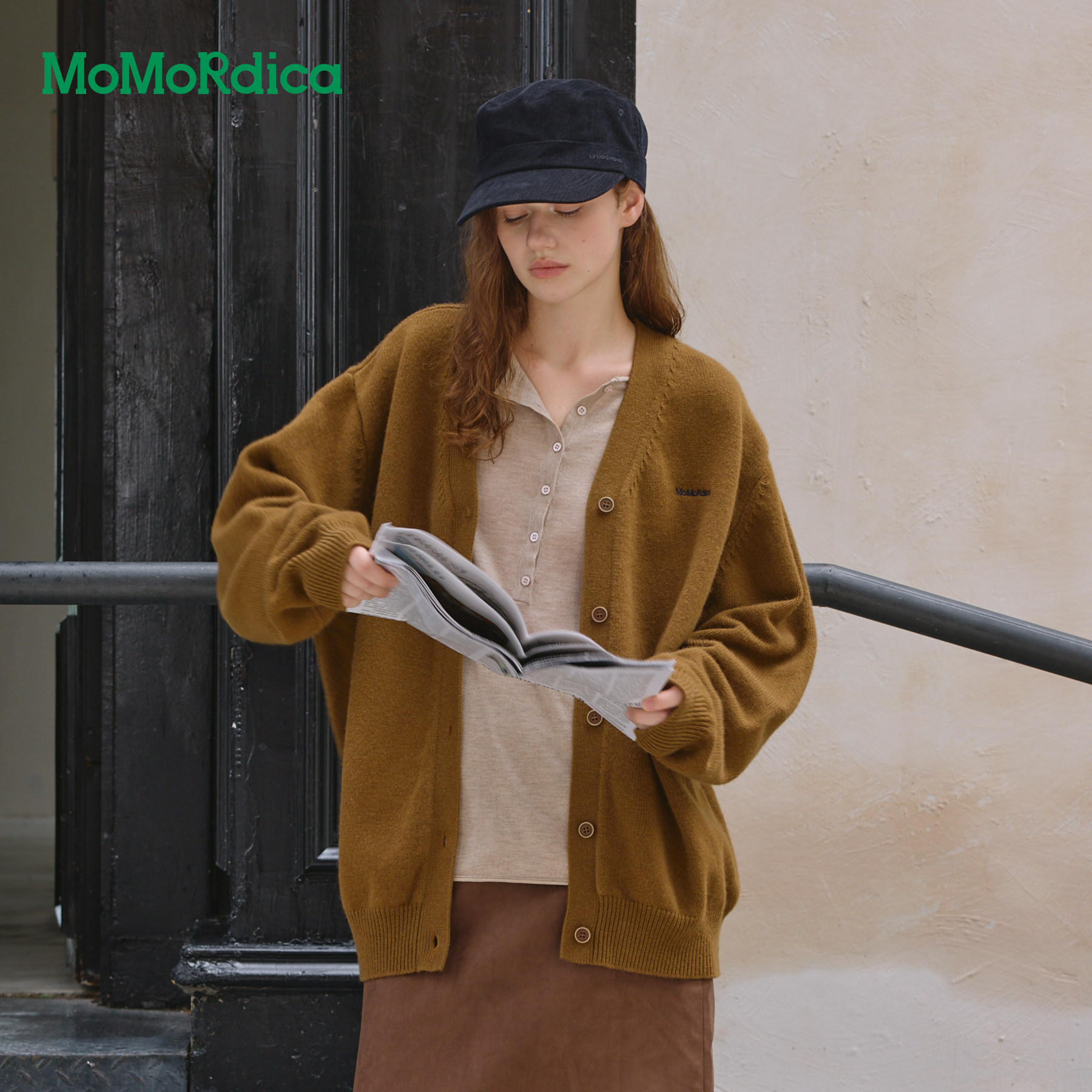 Momordica 针织开衫女2026秋新款宽松休闲加厚绵羊毛衣开衫外套女