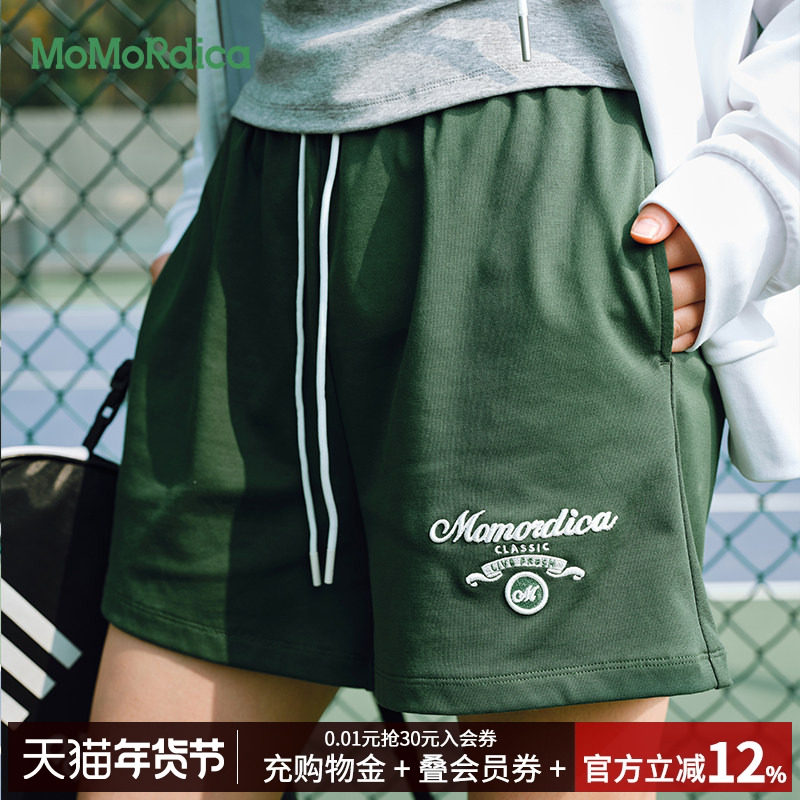 [清仓]Momordica2025夏宽松刺绣短裤水洗简约百搭休闲裤男女同款,女装/女士精品,休闲裤,淘宝优惠券,粉丝福利购,淘宝优惠卷