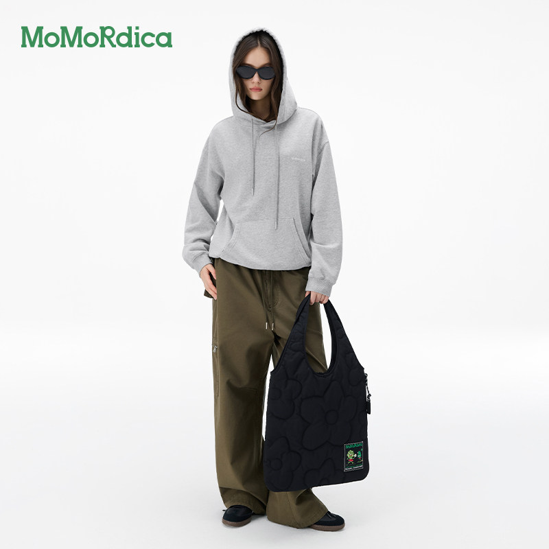 Momordica2026冬新款100%棉底抓绒连帽卫衣休闲宽松上衣男女同款