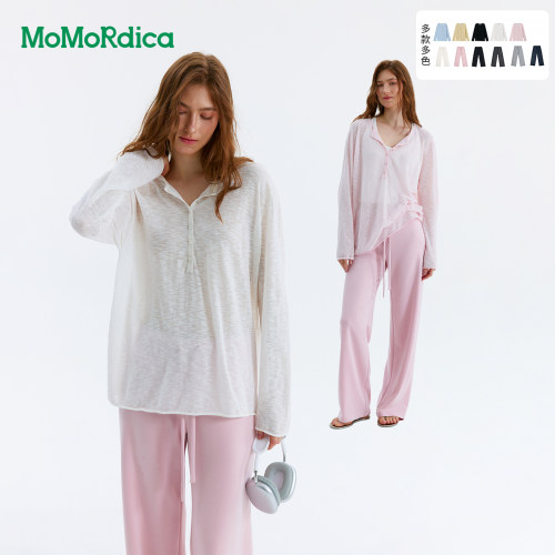 Momordica纯棉修身显瘦开衫毛衣
