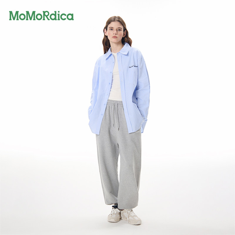 Momordica长袖纯棉衬衣上衣半身裙套装衬衫女高级感轻奢减龄洋气