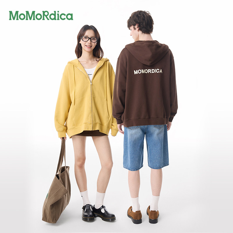 Momordica男女同款时尚休闲通勤拉链开衫连帽卫衣外套