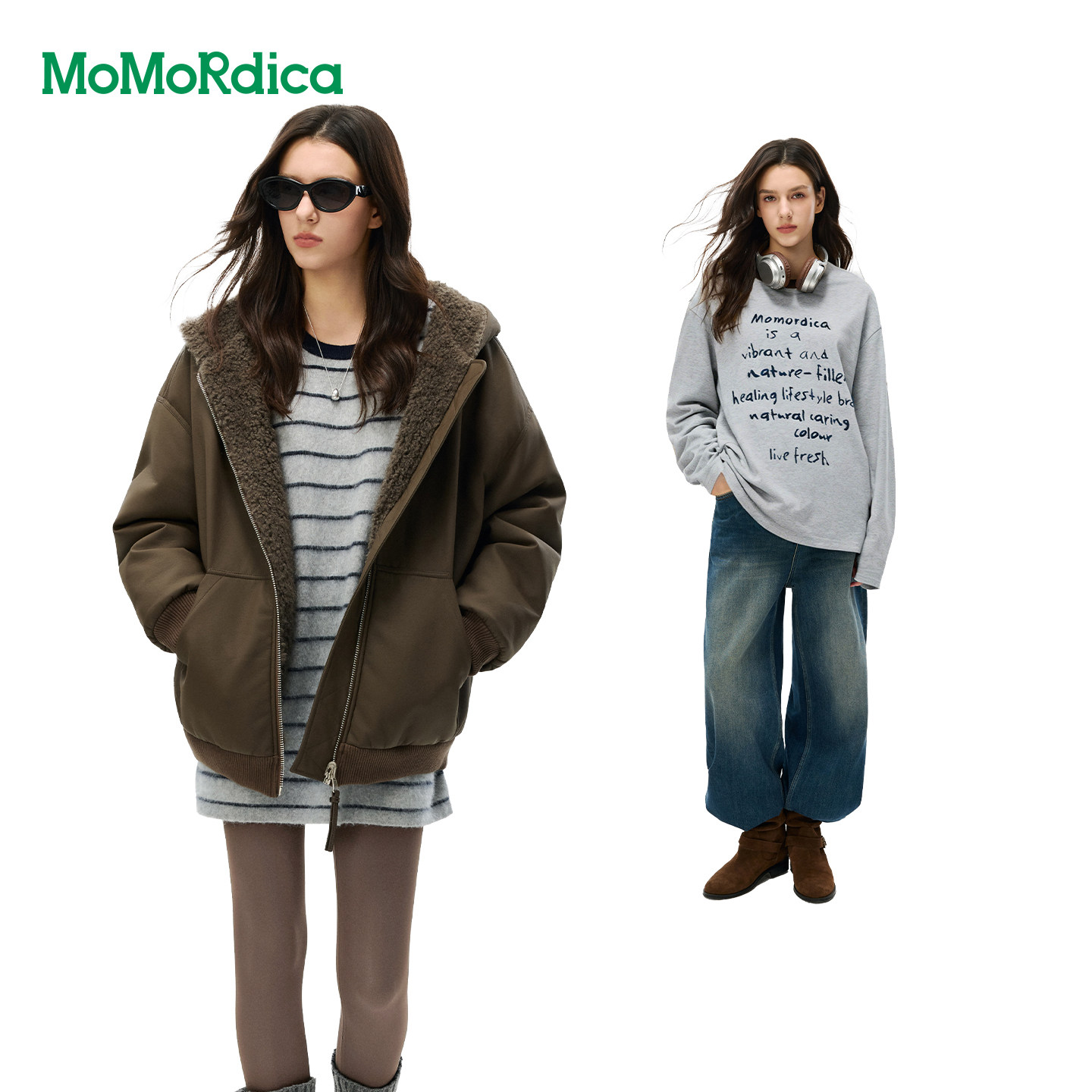 Momordica双面穿连帽外套/长袖T恤
