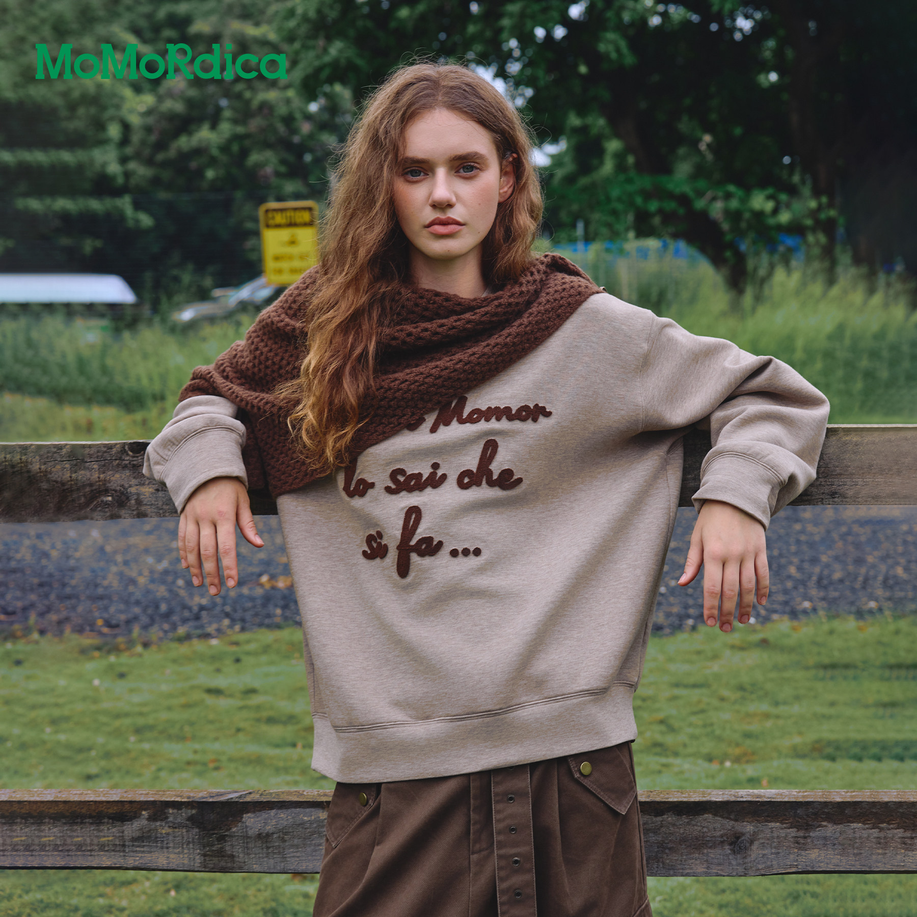 Momordica卫衣女款2026新款圆领休闲宽松显瘦落肩大版型套头上衣