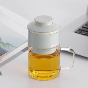 快客杯简约家用过滤茶壶套装 便携式 办公室玻璃茶杯耐高温冲茶器
