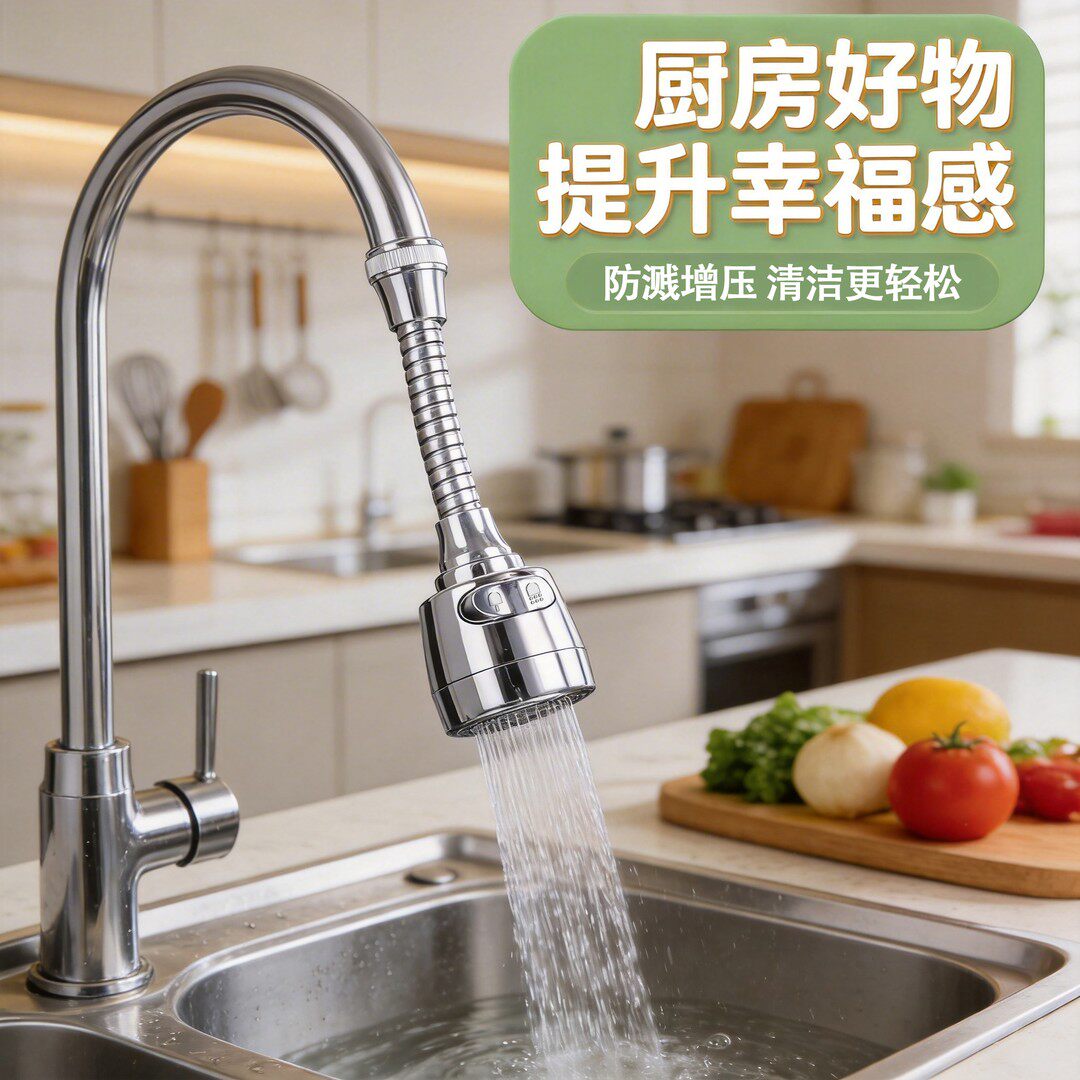 通用厨房增压水龙头防溅水万向旋转加长延伸起泡花洒喷头家用节水
