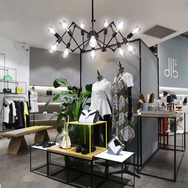北欧客厅吊灯工业风覆古loft简约创意个性服装店理髲店蜘蛛吊灯