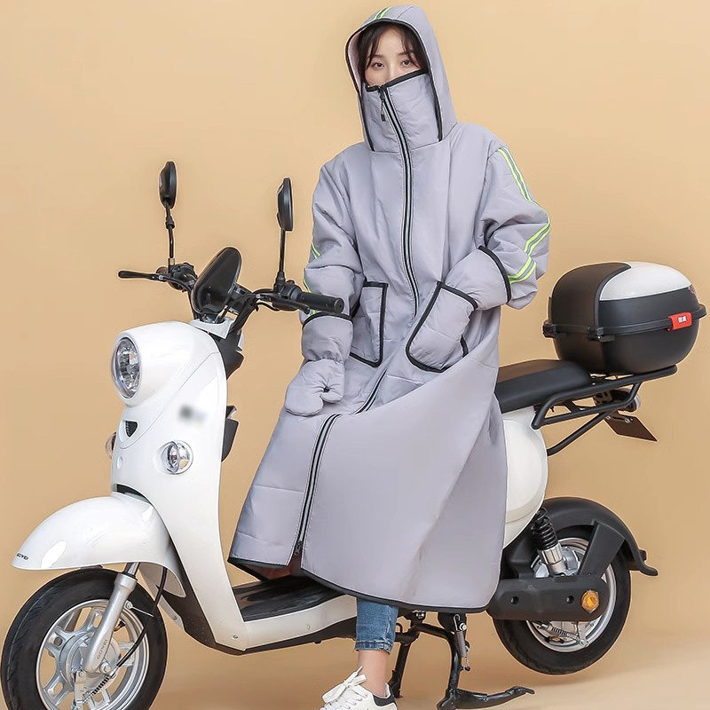 人车分离三合一体雨衣挡风被冬季款保暖加绒加厚女士电动车挡风衣