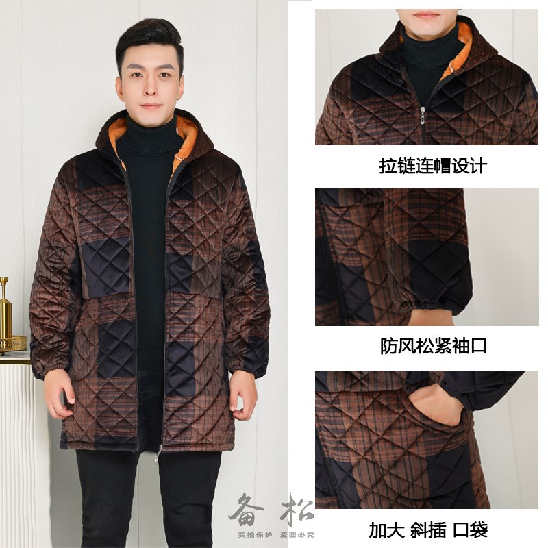男士工作服秋冬款加绒加厚棉罩衣冬季新款保暖上衣外套男加肥加大