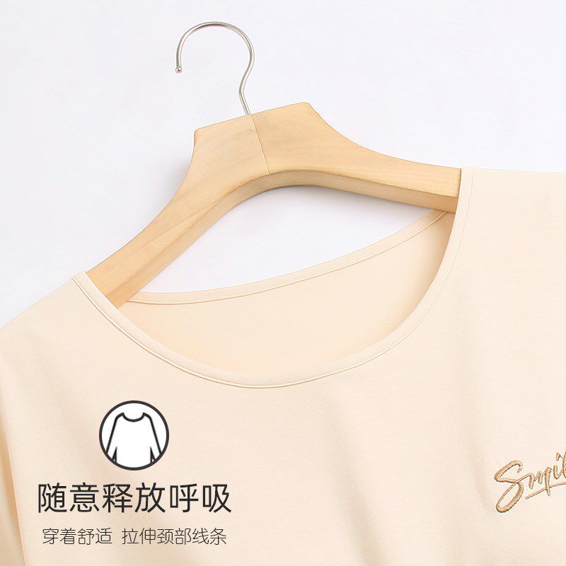 带胸垫睡裙女夏季莫代尔短袖薄款夏天睡衣裙女款孕妇夏款冰丝中裙