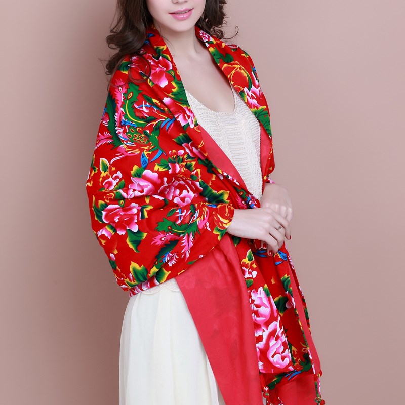 民族风中国风 全手工盘扣流苏大披肩 女夏天防紫外线防晒旅行围巾
