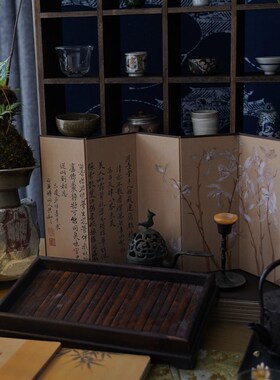 画屏艺术中式国画装饰品小屏风茶室会所文玩桌面摆件山水竹石礼品