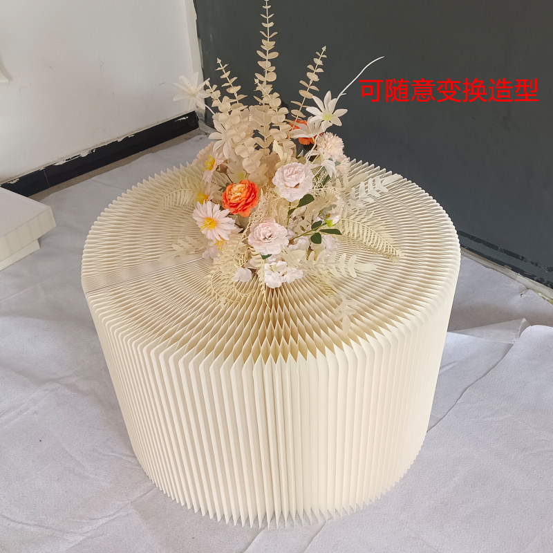 婚庆道具纸质折叠甜品台瓦楞纸折柱摆台自由弯曲变形展示台陈列架