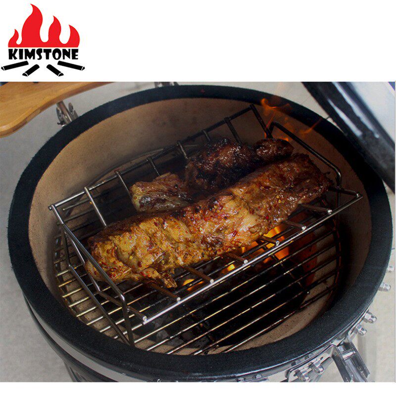 不锈钢肋排烤架 方形陶瓷烧烤炉配件户外BBQ烤肉支架牛排架子