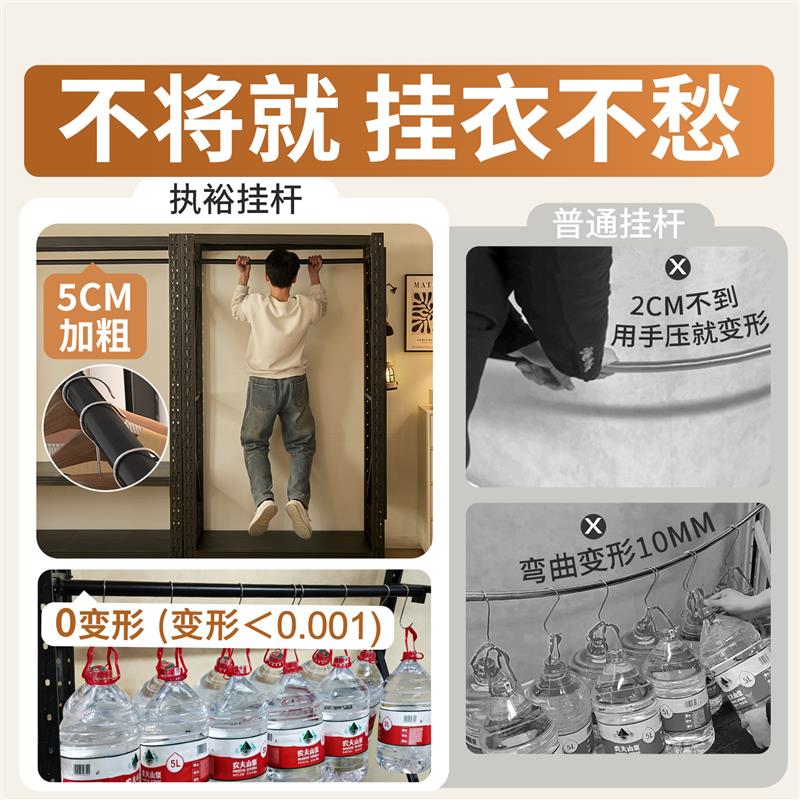 货架衣柜移动带轮子家用挂衣架阳台卧室衣帽间服装展示架开放式