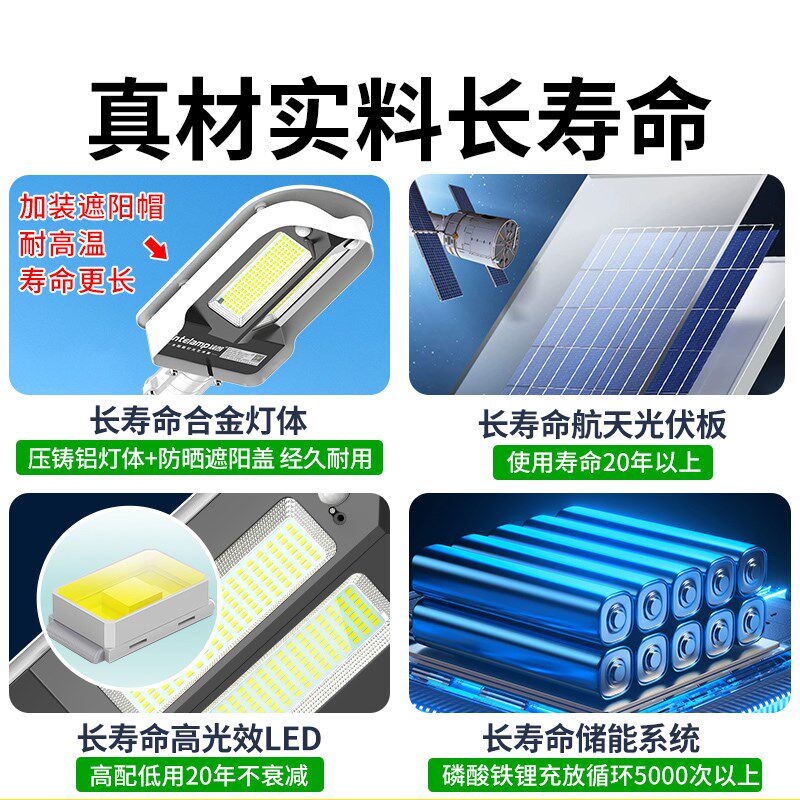 颖朗2024新款太阳能路灯庭院家用人体感应6米杆大型户外led照明灯