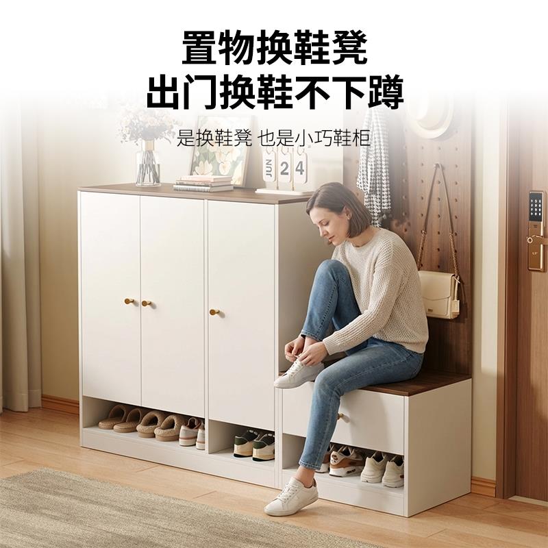 多功能鞋柜洞洞板换鞋凳一体玄关柜家用门口储物收纳柜大容量鞋架