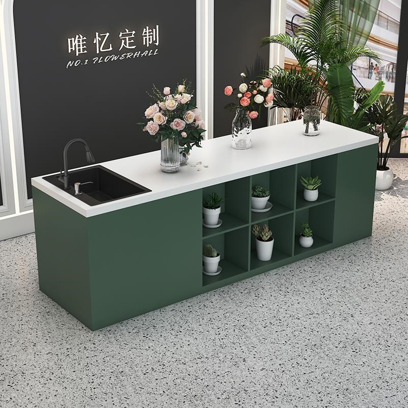 果切台美容院水吧台大理石花店操作台花艺工作台水果店收银台定制