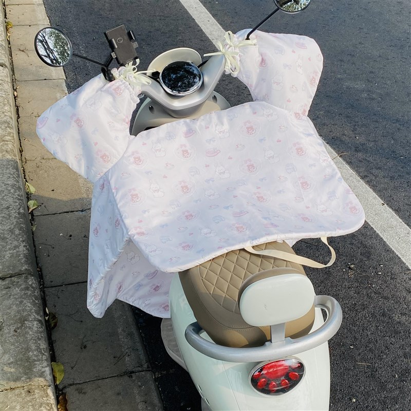 麦几酱酱复古兔兔熊冬季电动车挡风被保暖加厚加绒防风被原创设计