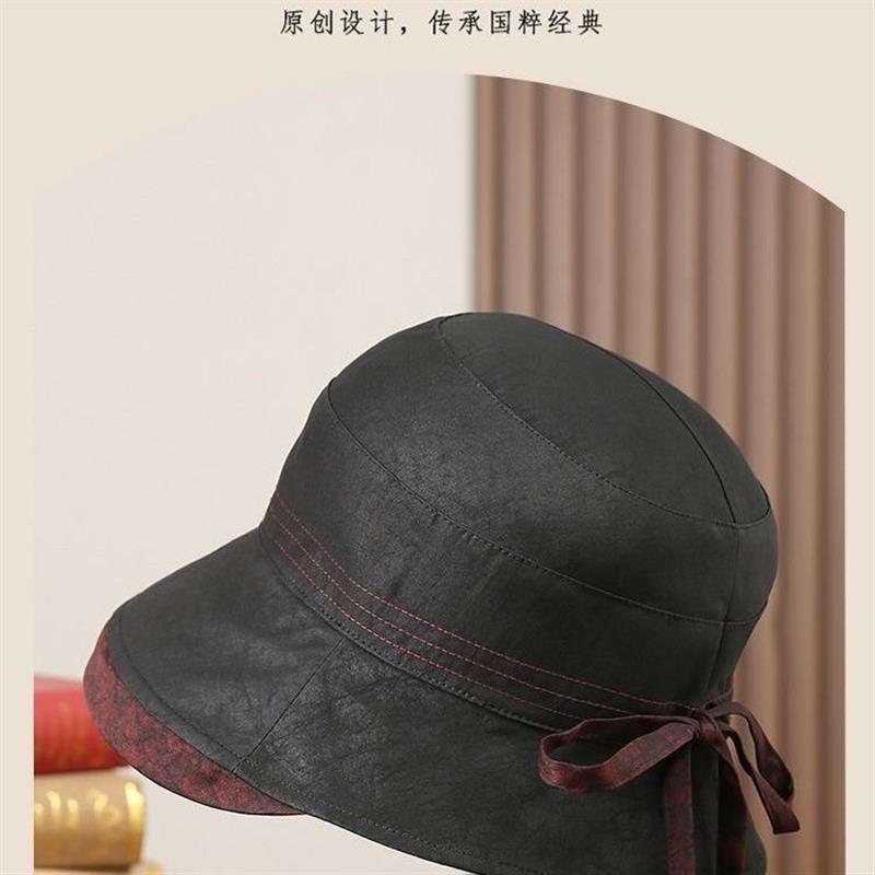 香云纱女士赫本帽 双面双戴春夏季防晒遮阳帽网红款时装帽渔夫帽