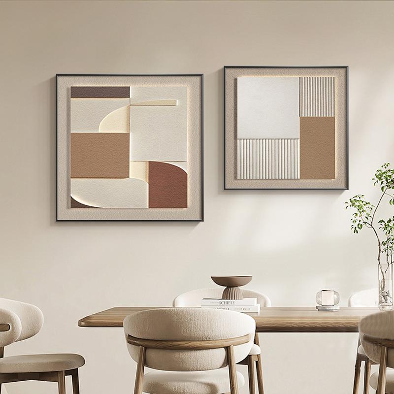 错接现代简约几何餐厅装饰画抽象饭厅餐桌背景墙挂画正方形客厅画图片