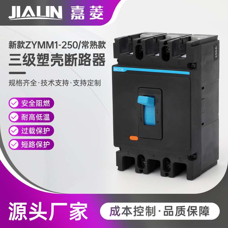 新款ZYMM1-250系列常熟款三级塑壳断路器3P63A 100A 225A短路保护