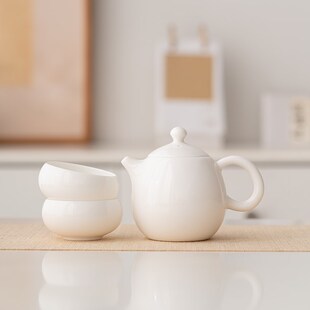 陶瓷功夫茶具家用泡德钟茶壶德化羊脂玉白瓷茶壶大小容量手工单壶