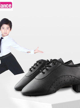 极速Men Latin Dance Shoes Black LowE Heels Ballroom Dancing