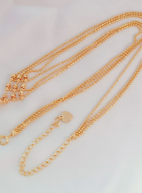 极速保色配件14K包金珠珠流苏项链连帽针吊托可调R节延长链手工DI