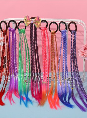 极速hair clips 儿u童彩色假发辫子马尾编发 炫彩渐变色发绳麻花