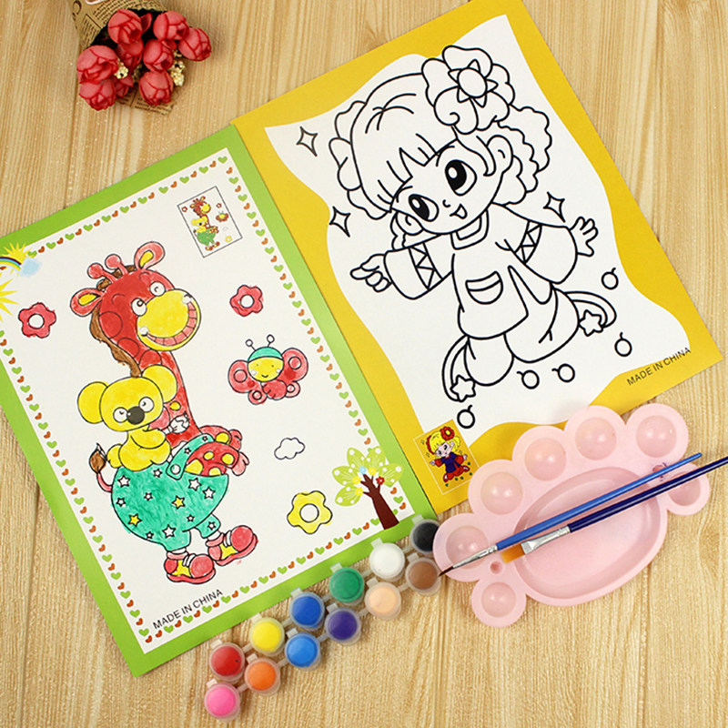 极速儿童水彩画填色颜料s画涂鸦画套装益智手工diy幼儿园画画涂色